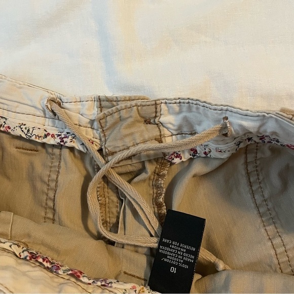 Polo Ralph Lauren SZ 10 Cargo Cotton Shorts Tan Floral trim Y2k - Picture 4 of 7